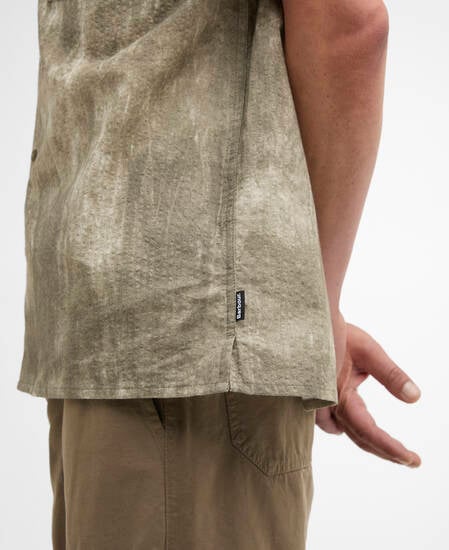 Ross Printed Short-Sleeved Relaxed Shirt Grey Olive