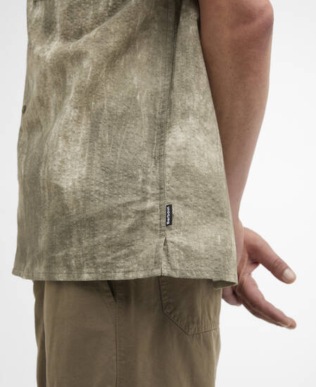 Ross Printed Short-Sleeved Relaxed Shirt Grey Olive