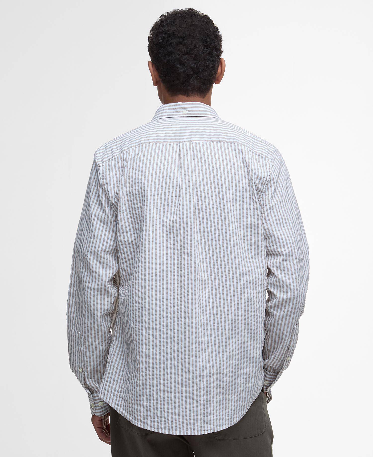 Cresswell Seersucker Tailored Long-Sleeved Shirt Stone image number 2