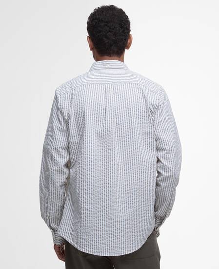 Cresswell Seersucker Tailored Long-Sleeved Shirt Stone