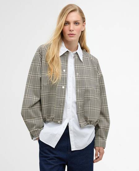 Leyburn Check Showerproof Bomber Jacket Olive Prince Of Wales/Bleached Olive