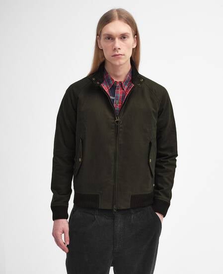 Barbour x Baracuta Porton Waxed Harrington Jacket Olive