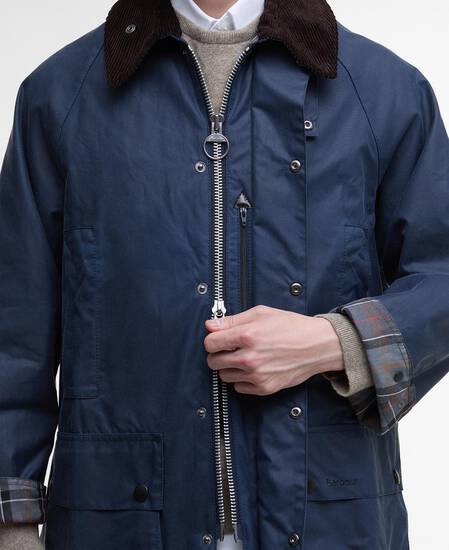 Oversized Beaufort Waxed Jacket Washed Cobalt