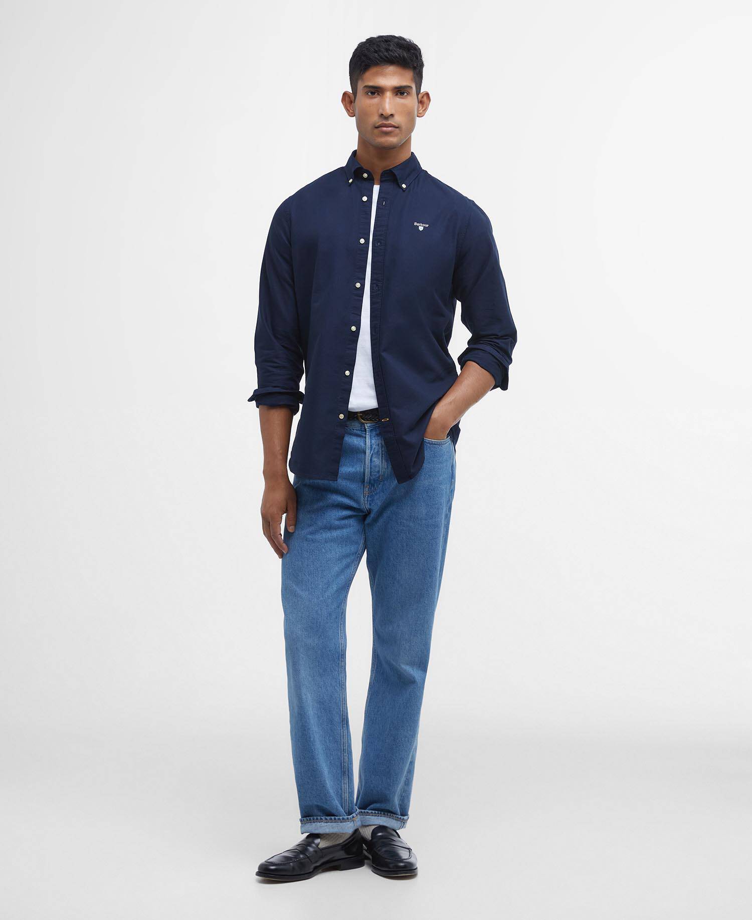 Oxford Tailored Long-Sleeved Shirt Classic Navy image number 1