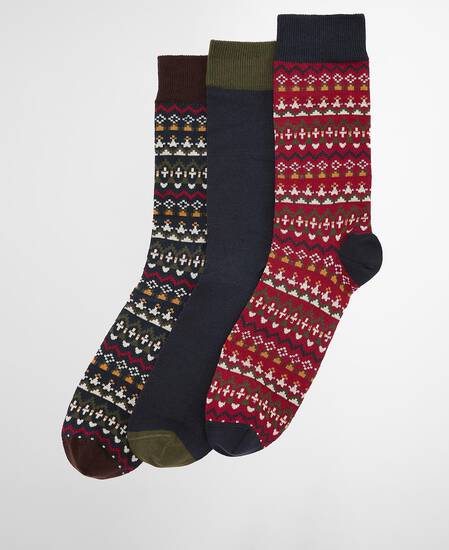 Marlow Fair Isle Sock Gift Set Olive