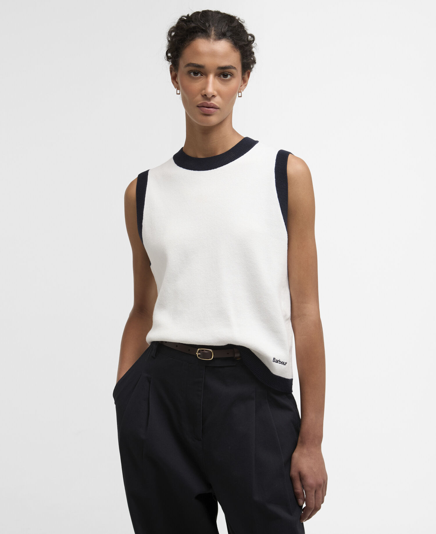 Salthill Knitted Vest Cloud/Navy