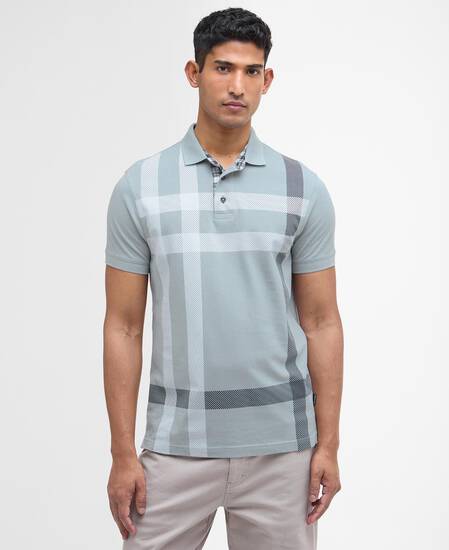 Blaine Tartan Short-Sleeved Polo Shirt Mineral Blue