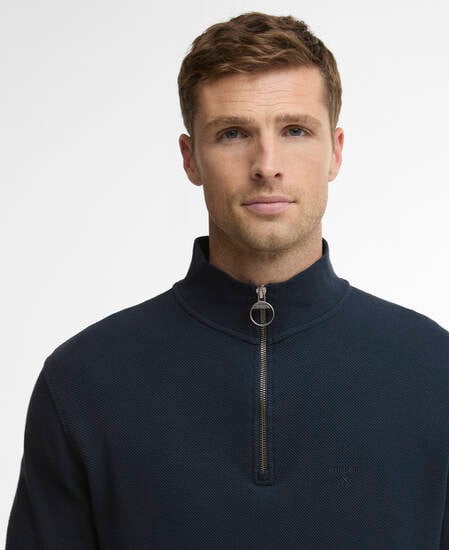 Sweatshirt Pique Interlock Half-Zip Navy