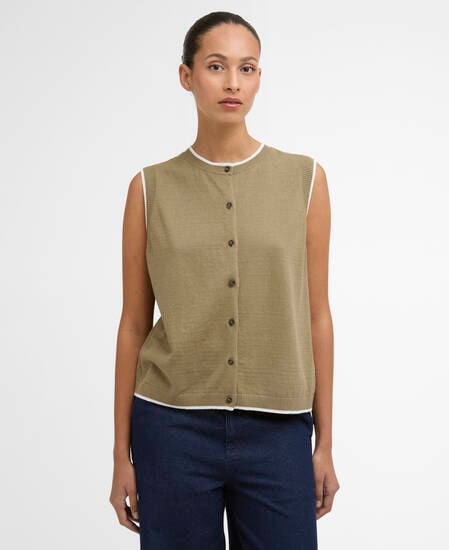Maia Knitted Vest Bleached Olive/Cloud