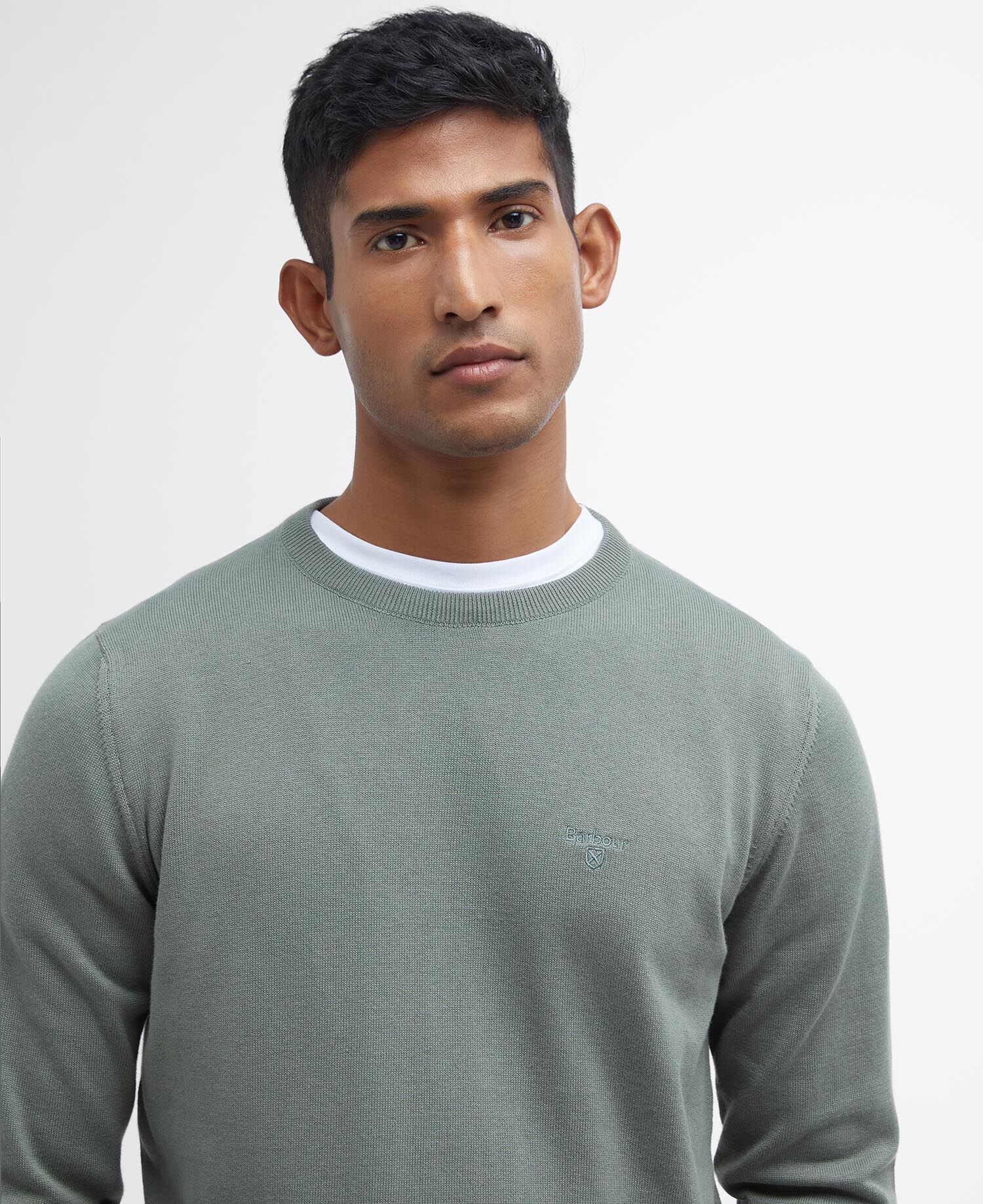 Pima Cotton Crew Neck Jumper Agave Green
