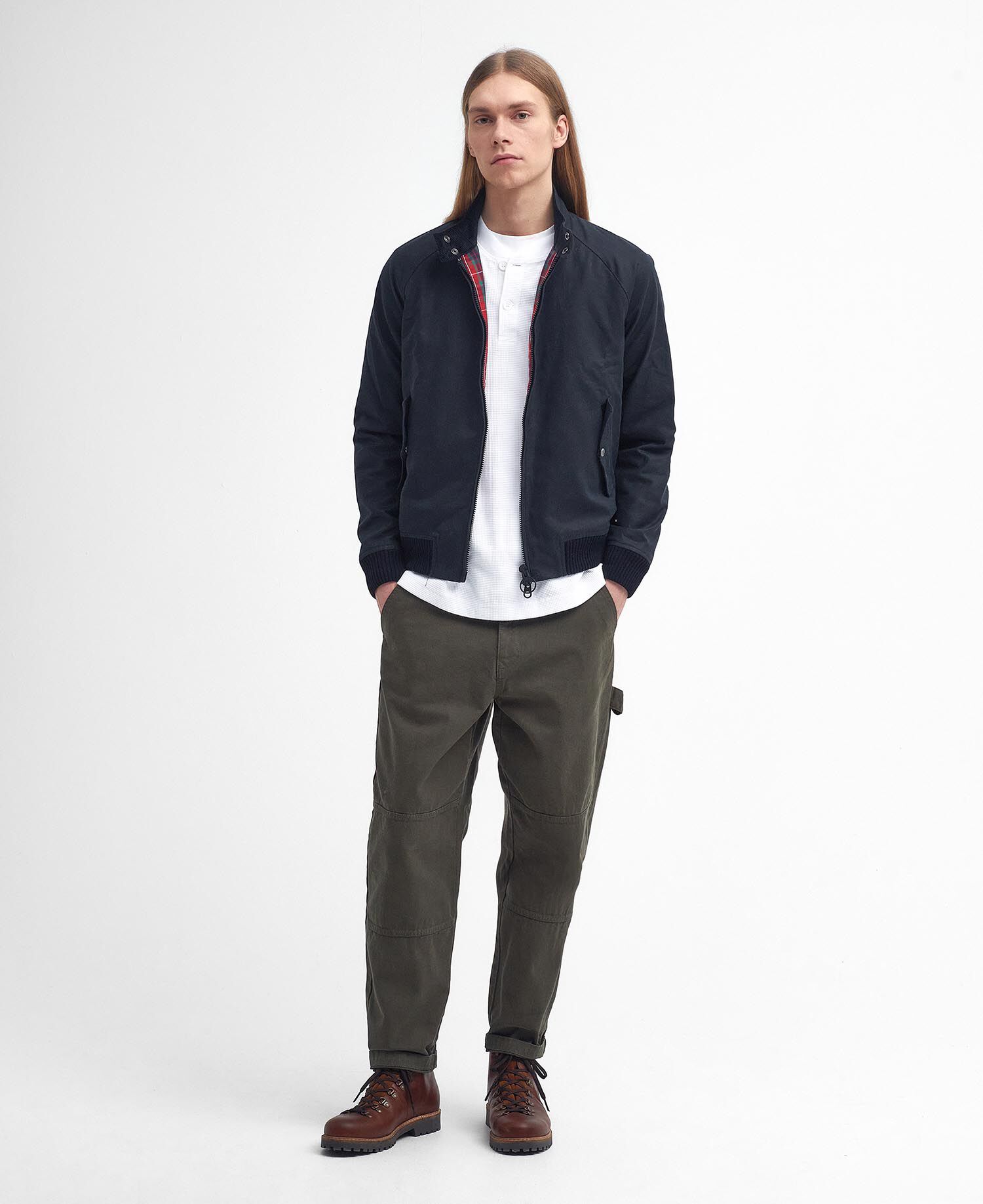 Barbour x Baracuta Porton Waxed Harrington Jacket Navy