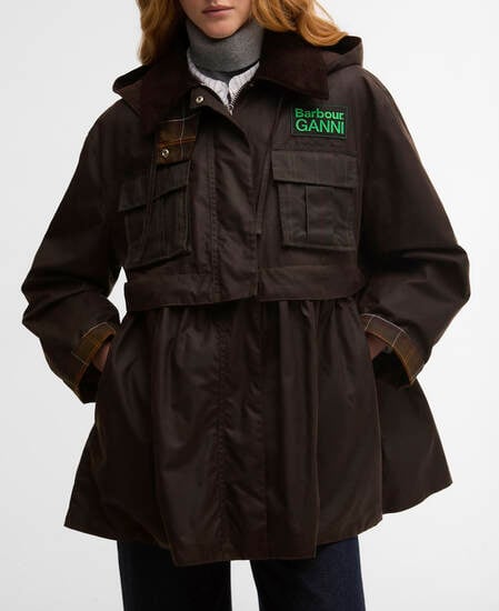 Giacca cerata con peplo Barbour x GANNI Rustic/Classic Tartan