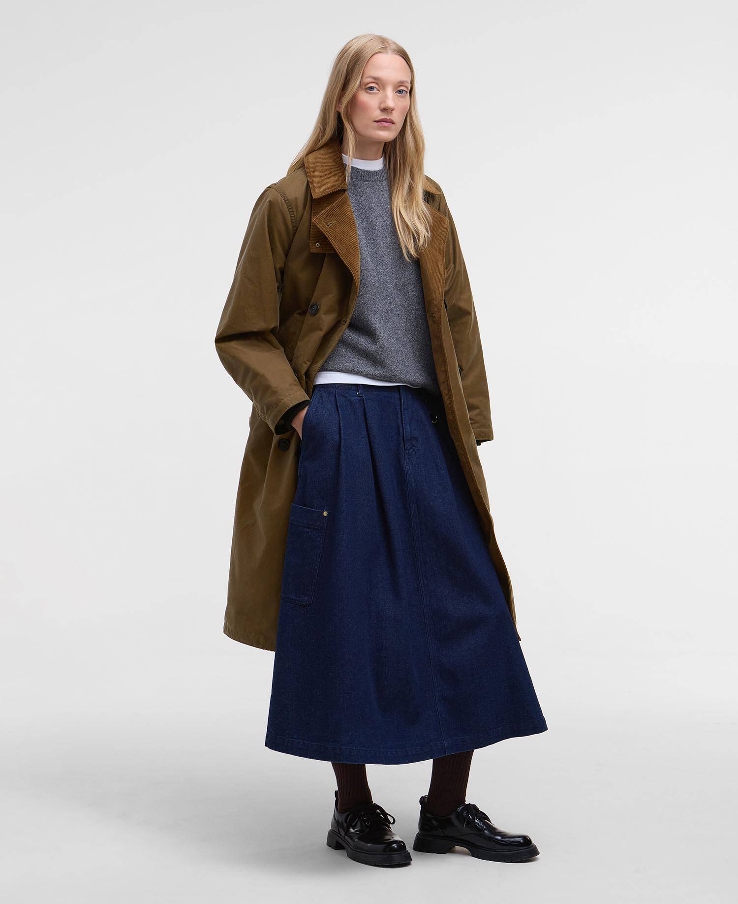 Barbour for Margaret Howell Double-Breasted Waxed Trench Coat Sand image number 1