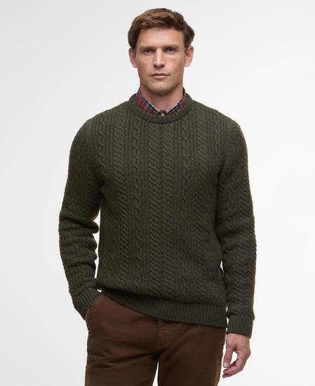 Lowfen Cable-Knit Jumper Olive
