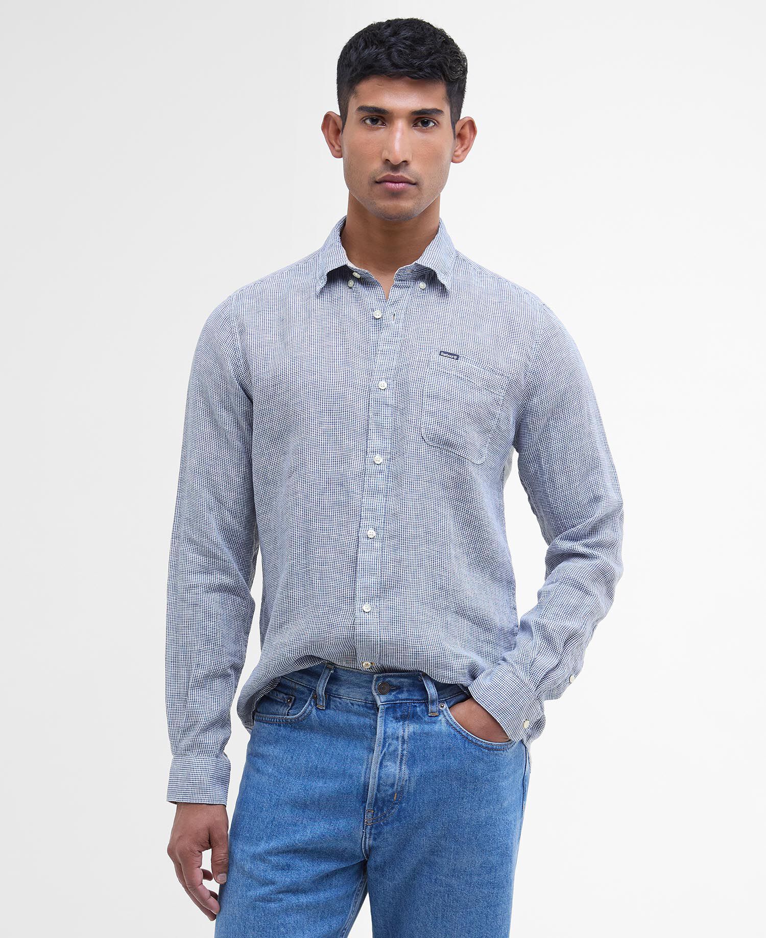 Linton Tailored Long-Sleeved Shirt Classic Navy