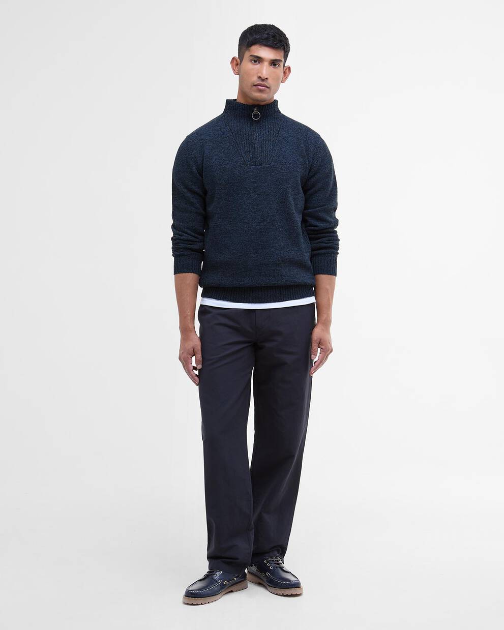 Maglione con mezza zip in lana d'agnello Essential