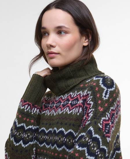 Helen Fair isle Roll-Neck Jumper Olive Multi