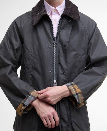 Oversized Bedale Waxed Jacket Classic Grey