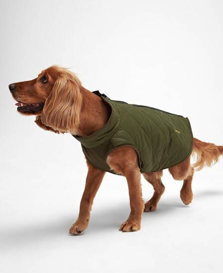 Reversible Quilted Dog Coat Olive-Brown
