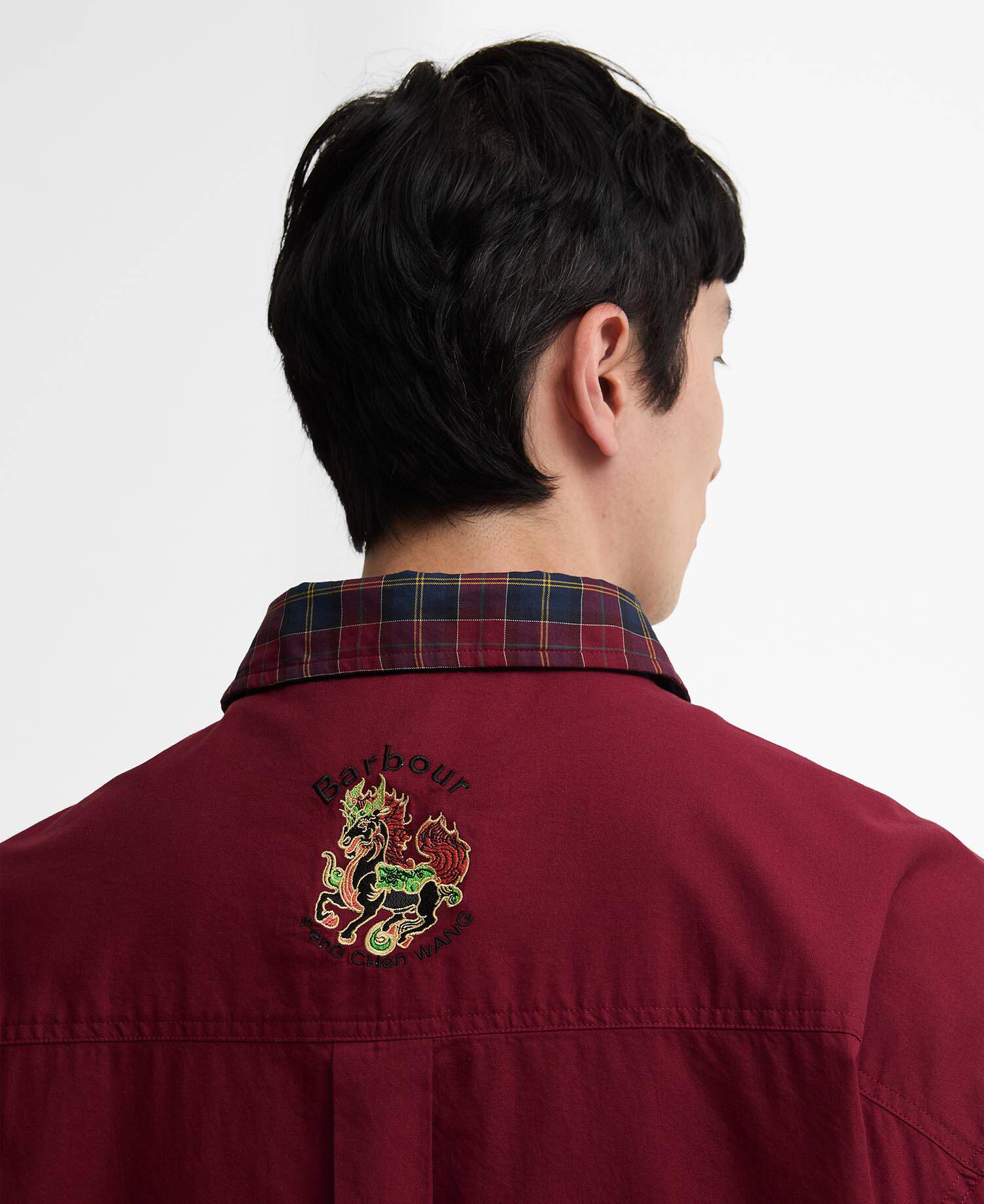 Barbour x Feng Chen Wang Split Pocket Long-Sleeved Tartan Shirt Cardinal Tartan image number 9