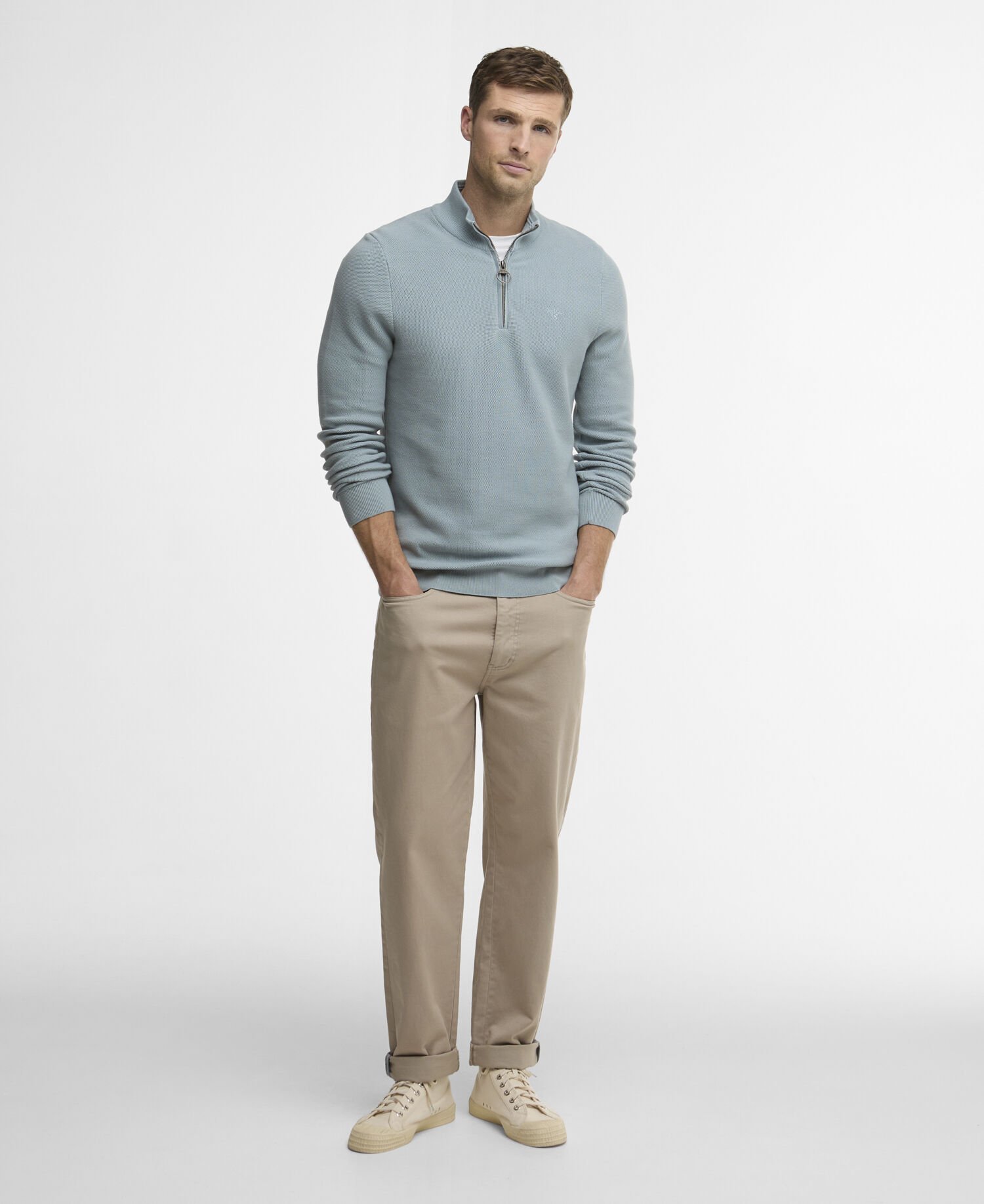 Essential Honeycomb Quarter-Zip Jumper Slate