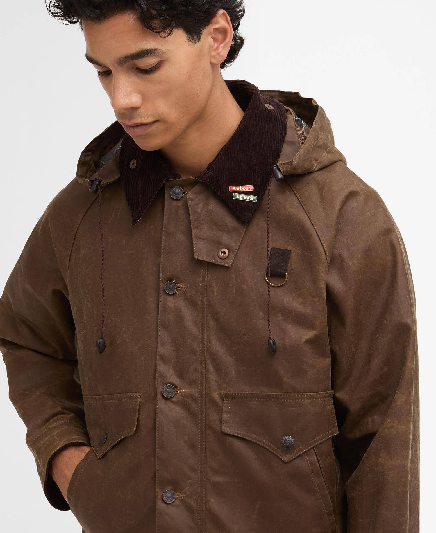 Barbour x Levi's Spey Waxed Jacket Tan image number 7