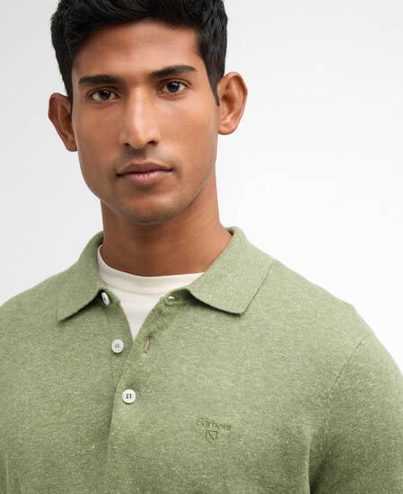 Strickpoloshirt Muston aus Leinen-Mix Laurel Green