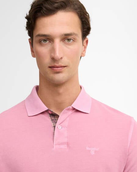 Poloshirt Washed Tartan Tailored Pique Washed Pink