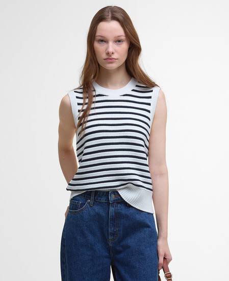 Emberly Striped Sweater Vest Cloud/Navy