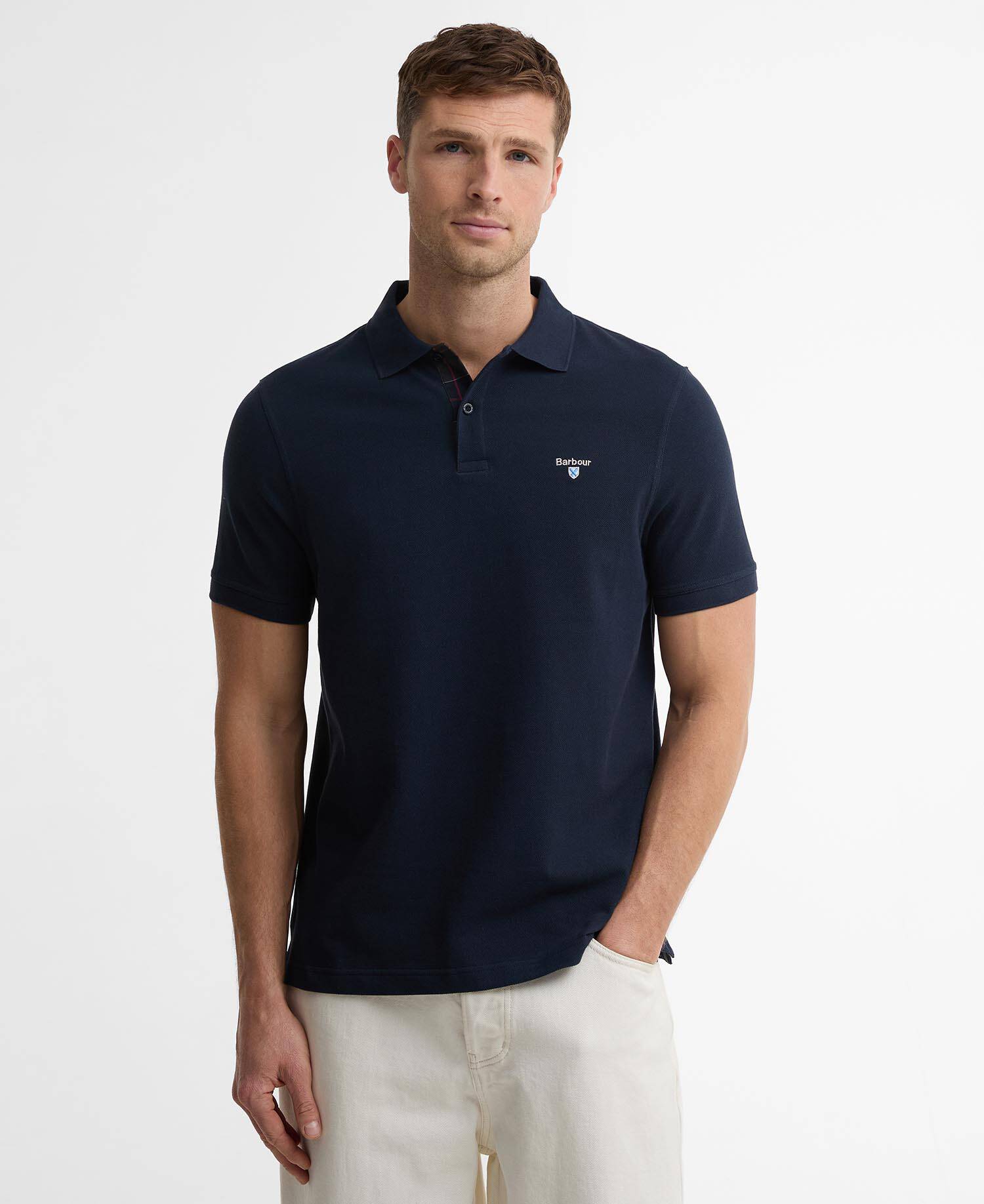 Tartan Pique Polo Shirt Navy/Classic image number 0