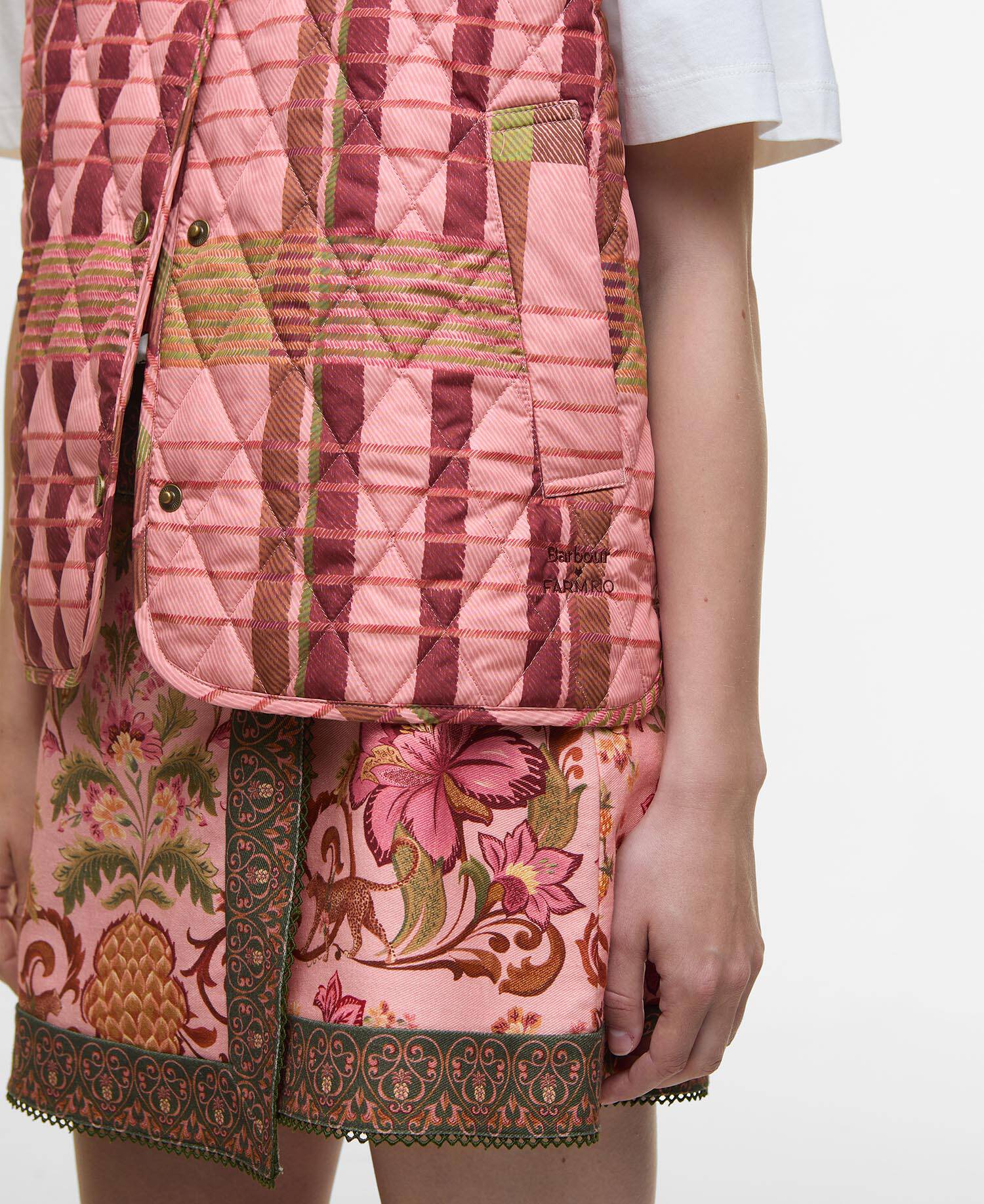 Barbour FARM Rio Fernanda Liner Pink Tartan/Beige Heart Print image number 3