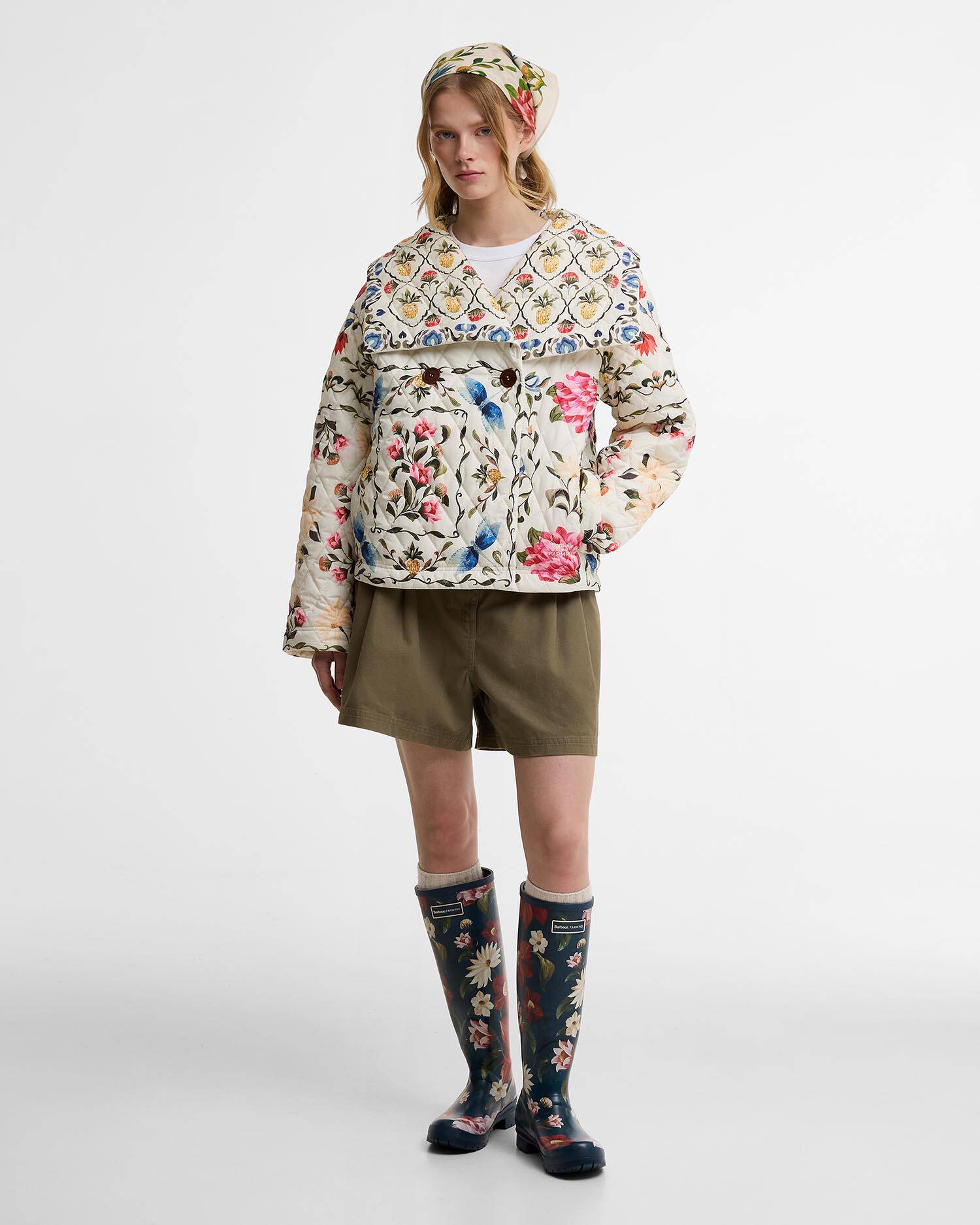 Barbour FARM Rio Wild Flower Wellingtons Navy Wildflower image number 1