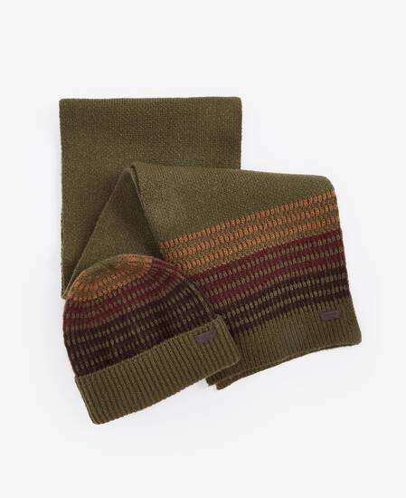 Branton Beanie and Scarf Gift Set Army Green