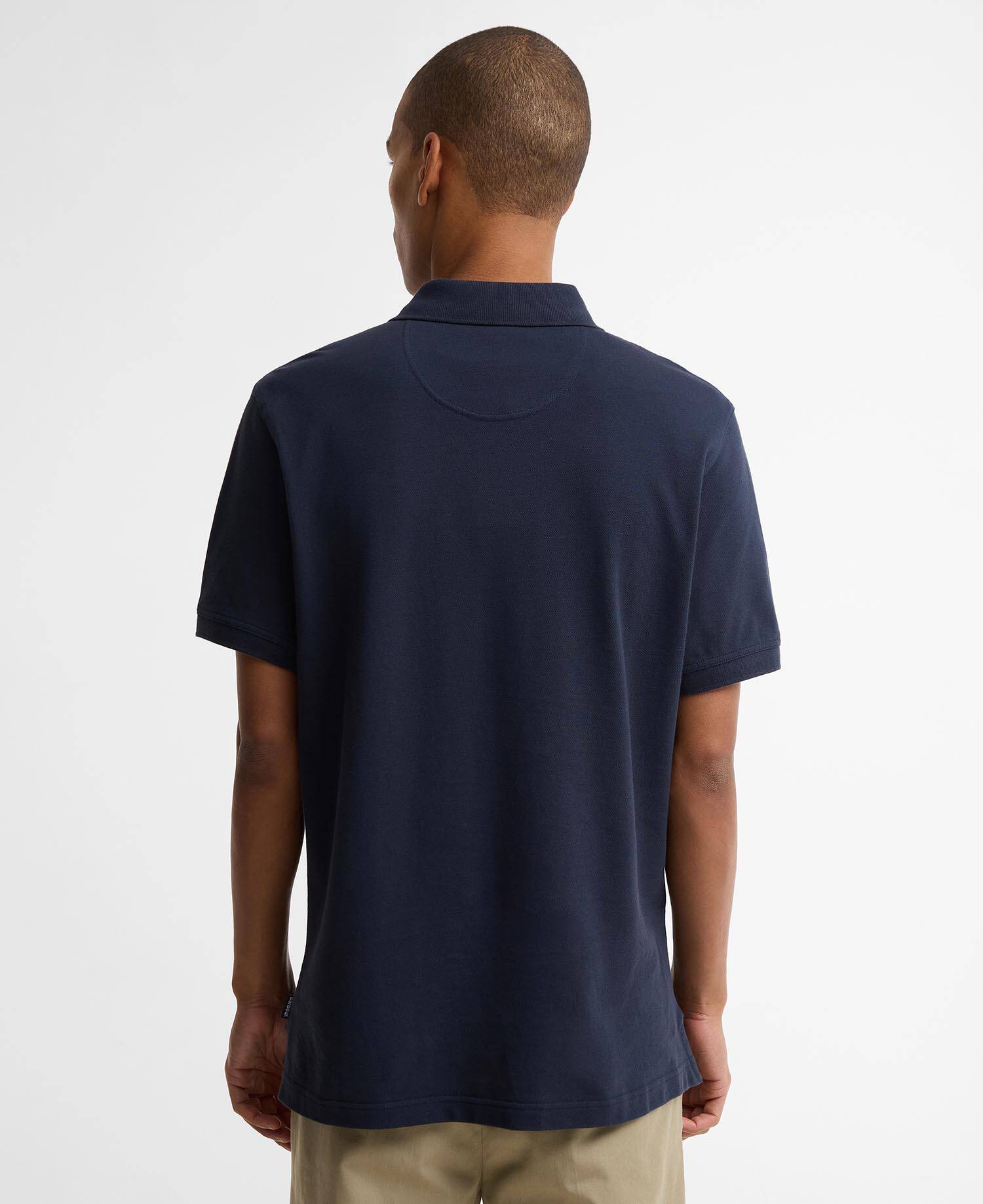 Reston Tartan Trim Tailored Polo Shirt Navy image number 2