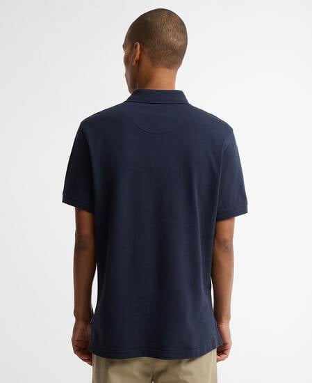 Reston Tartan Trim Tailored Polo Shirt Navy