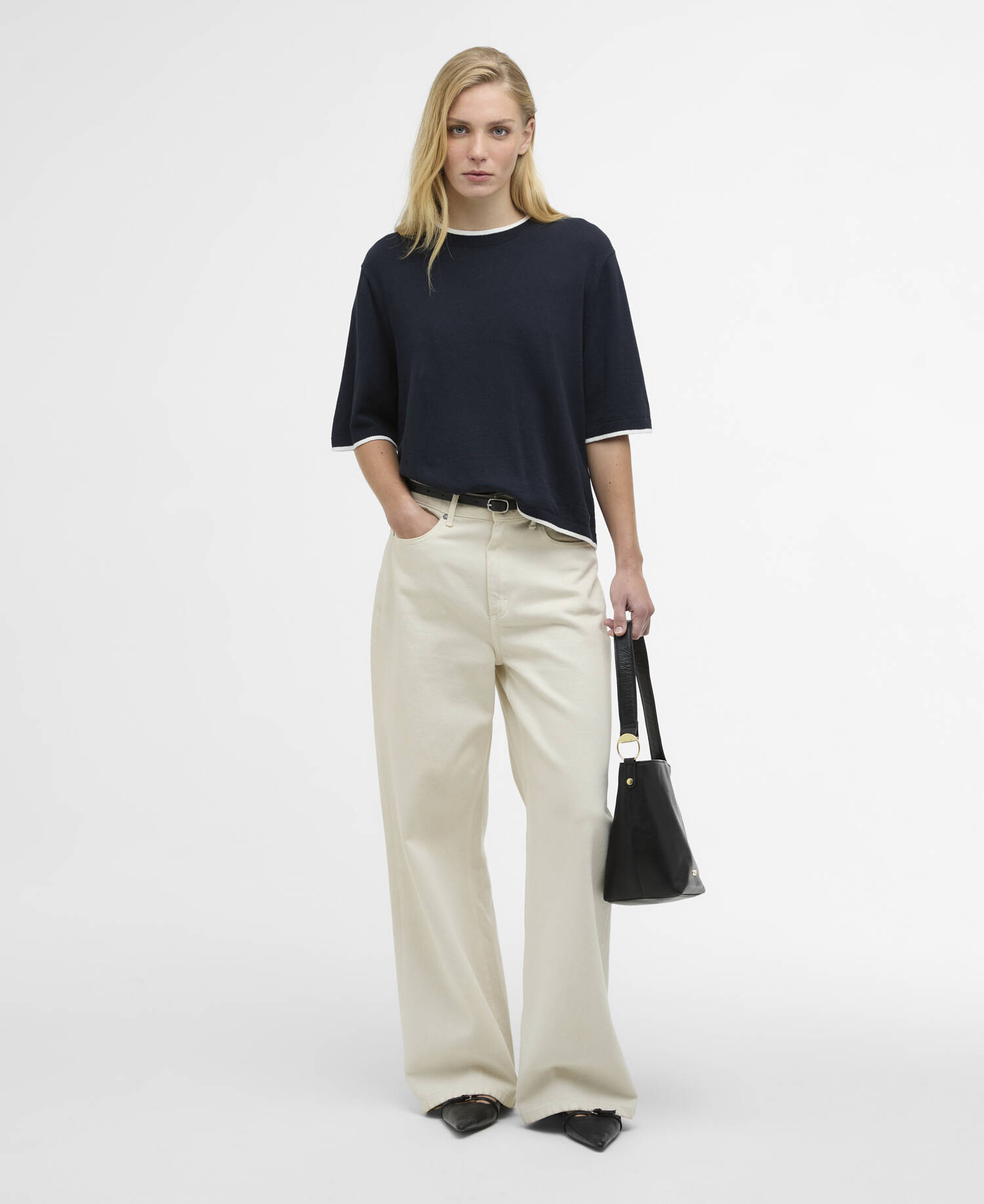 Verona Knitted T-Shirt Dark Navy/Cloud image number 1