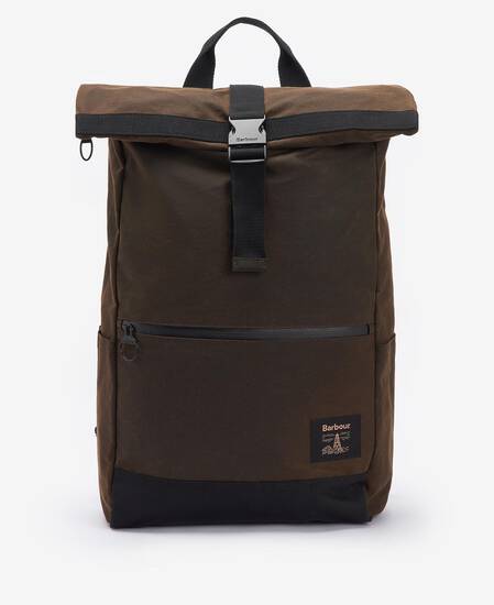 Field Roll-Top Waxed Backpack Olive-Black