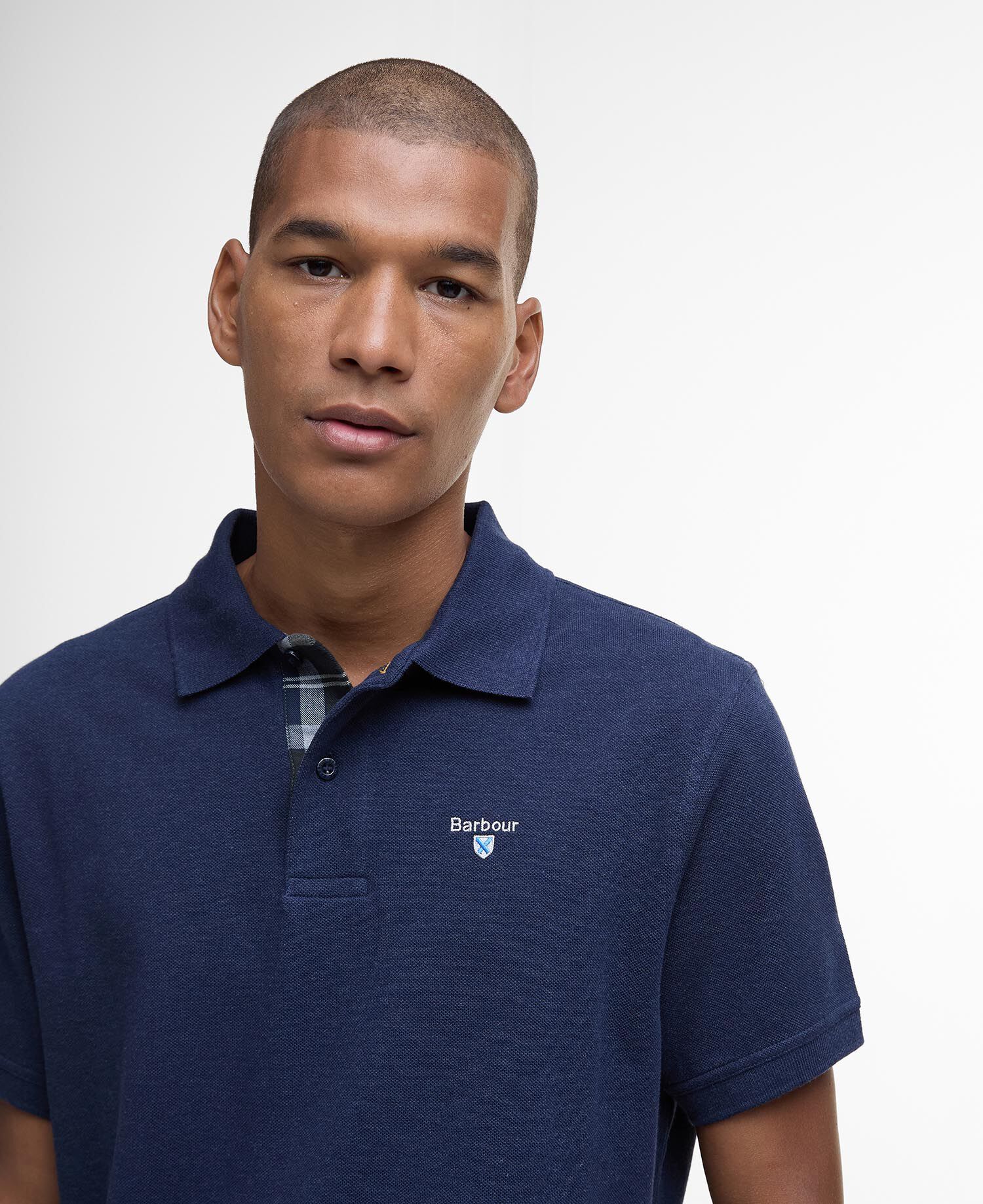 Tartan Pique Polo Shirt Inky Marl