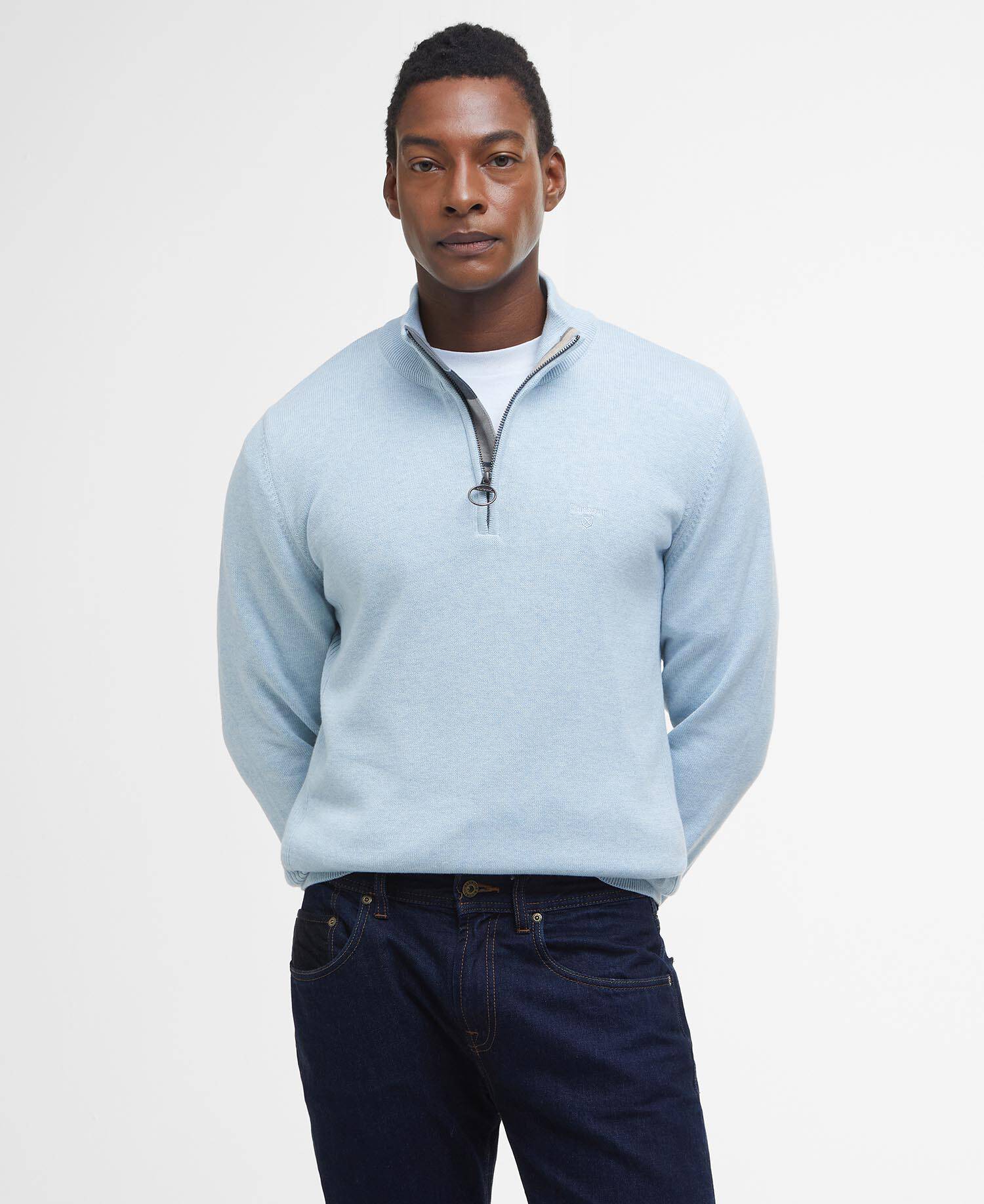 Cotton Quarter-Zip Jumper Ocean Sky image number 0