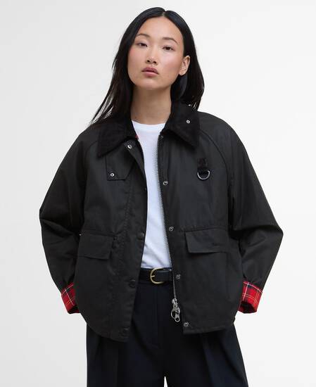 Women's Spey Waxed Jacket Black Cardinal