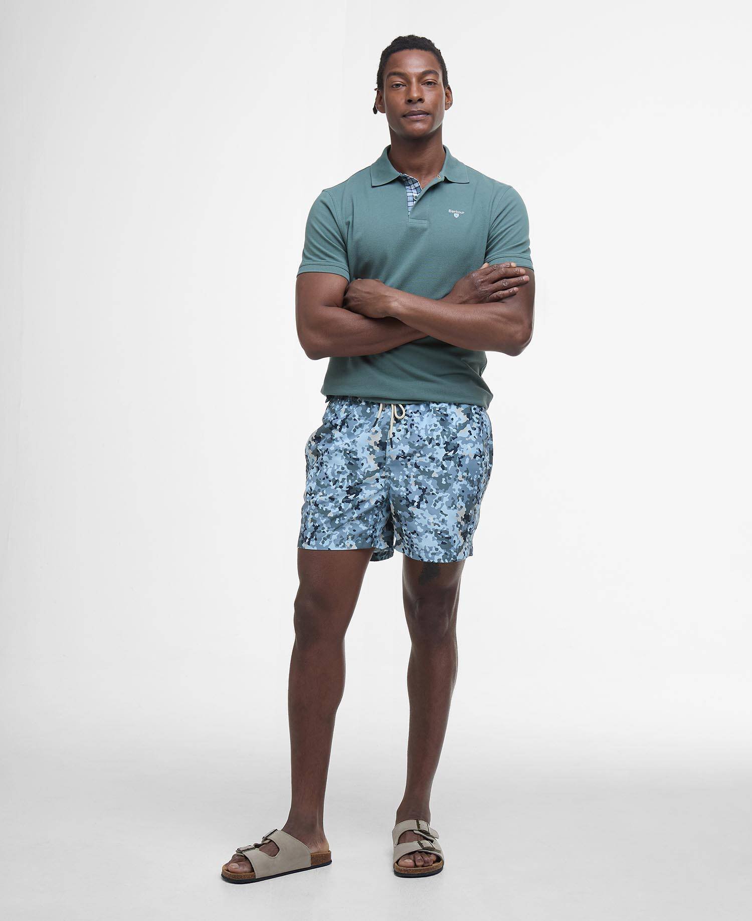 Tartan Pique Polo Shirt Vintage Teal image number 1