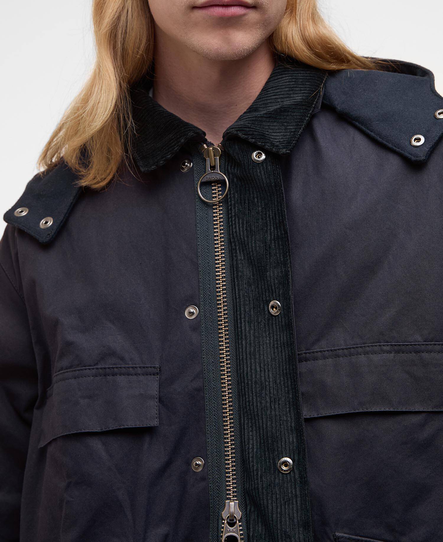Barbour x Kaptain Sunshine Oversized Bedale Casual Field Coat Dark Indigo image number 3