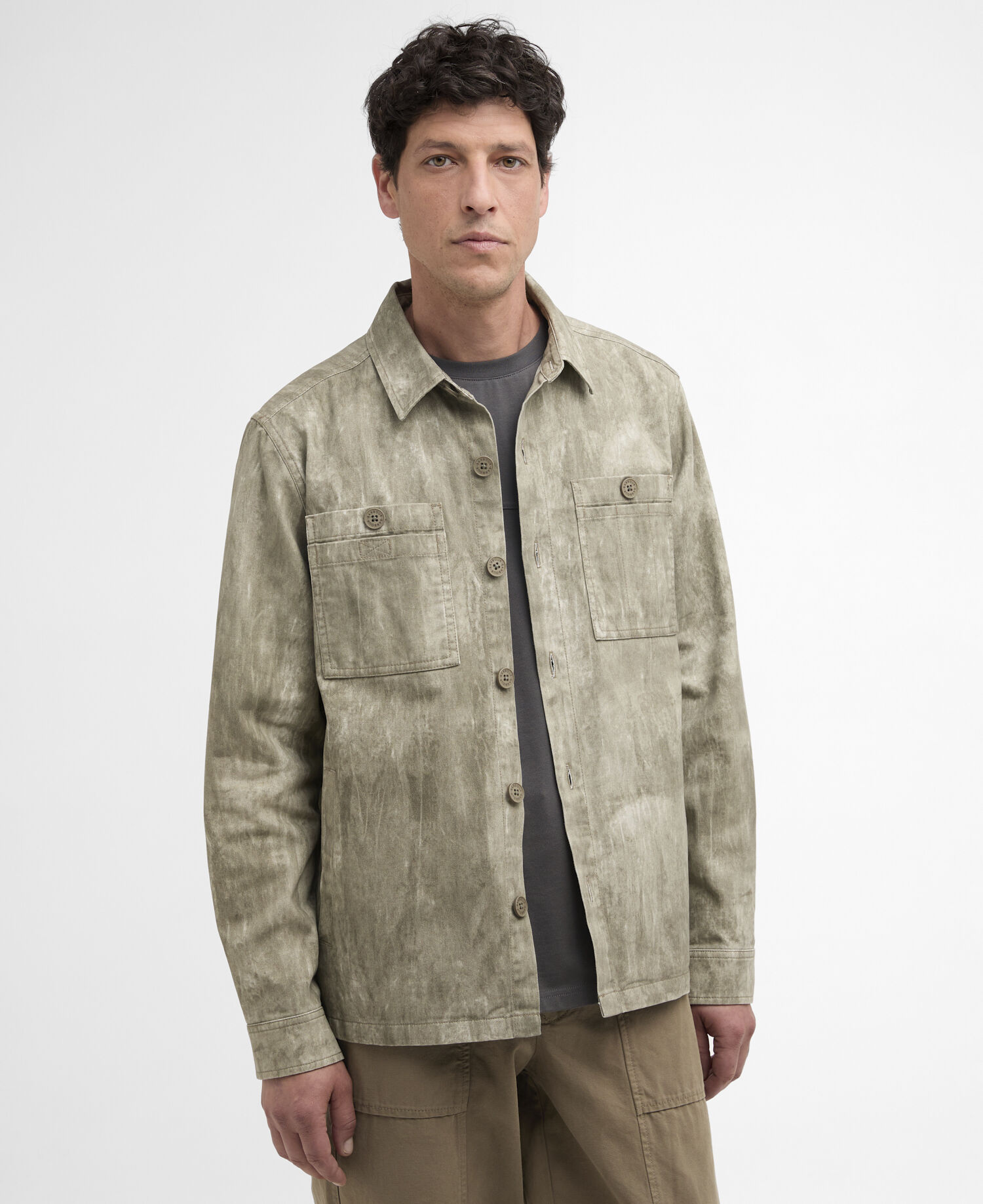Overshirt con stampa Ross Grey Olive