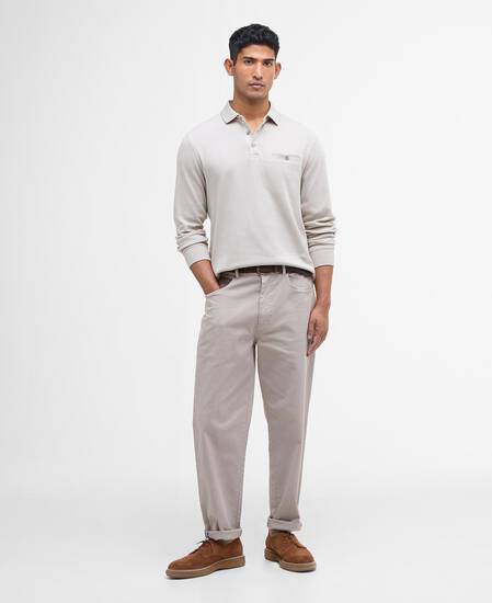 Polo a maniche lunghe leggermente aderente Farmwell Washed Stone