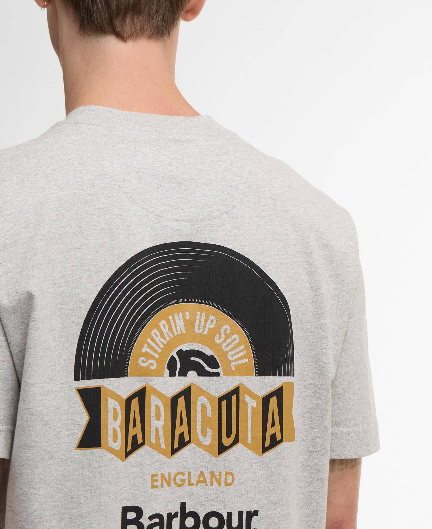 Barbour x Baracuta Vinyl Oversized T-Shirt Grey Marl image number 4