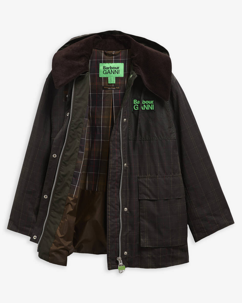 Barbour x GANNI Tartan Waxed Duffle Coat