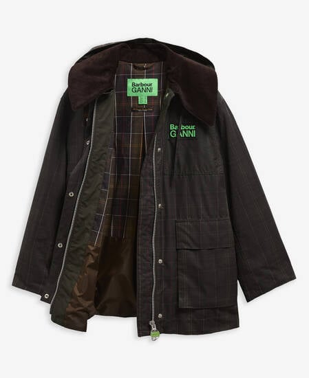 Barbour x GANNI Tartan Waxed Duffle Coat Classic Tartan/Fern