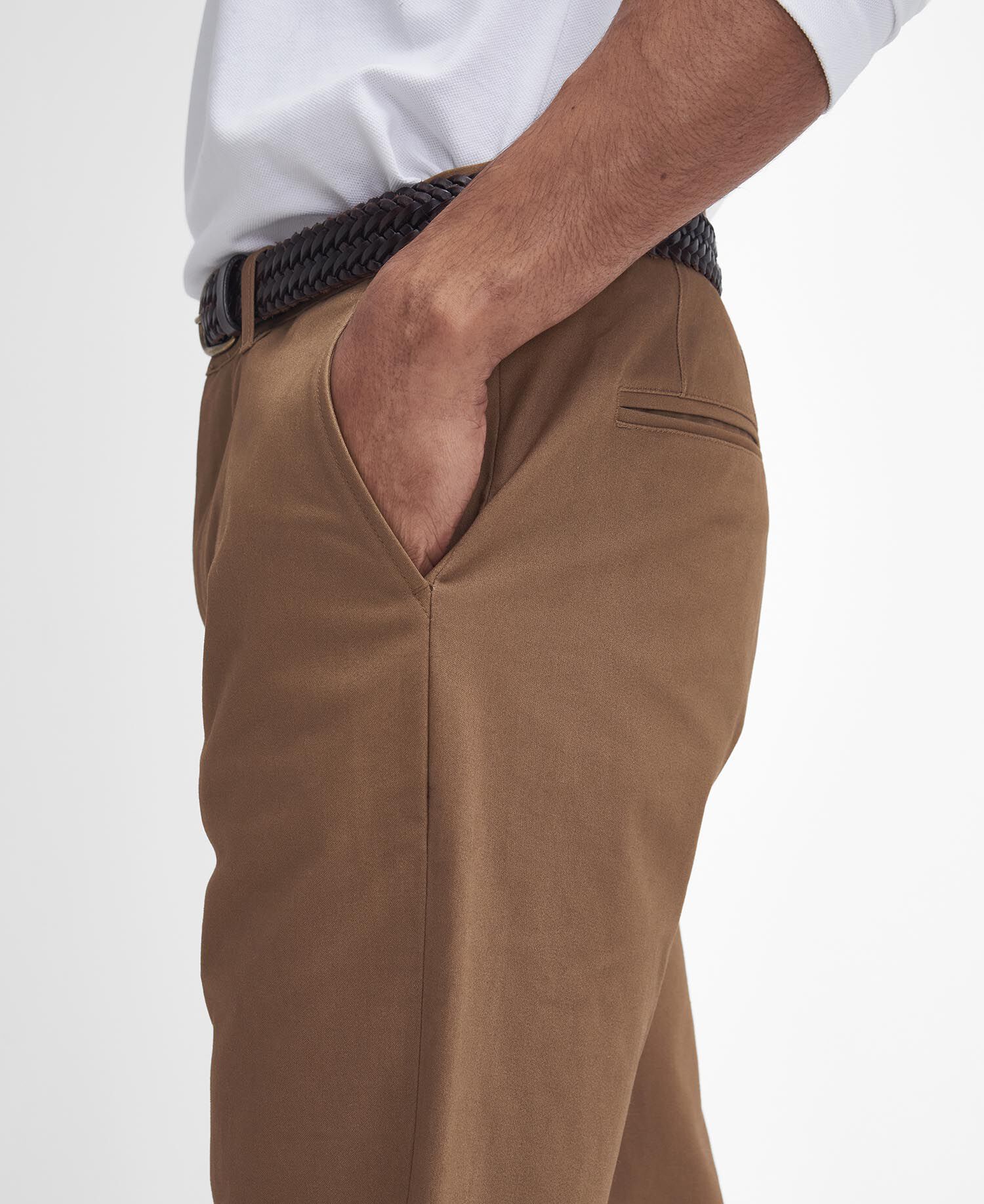 Suede Sateen Tailored Trousers Sandstone