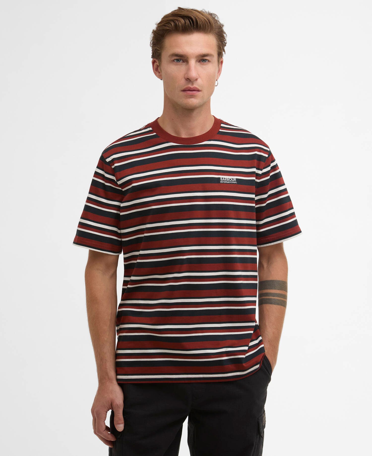 Burnwood Striped T-Shirt Burnt Henna image number 0