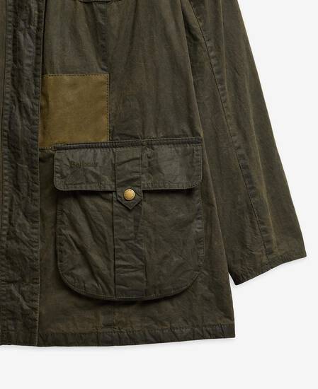 Barbour Re-Loved Defence Waxed Jacket - Size 18 Olive Barbour Re-Loved Defence Waxed Jacket - Size 18 Olive